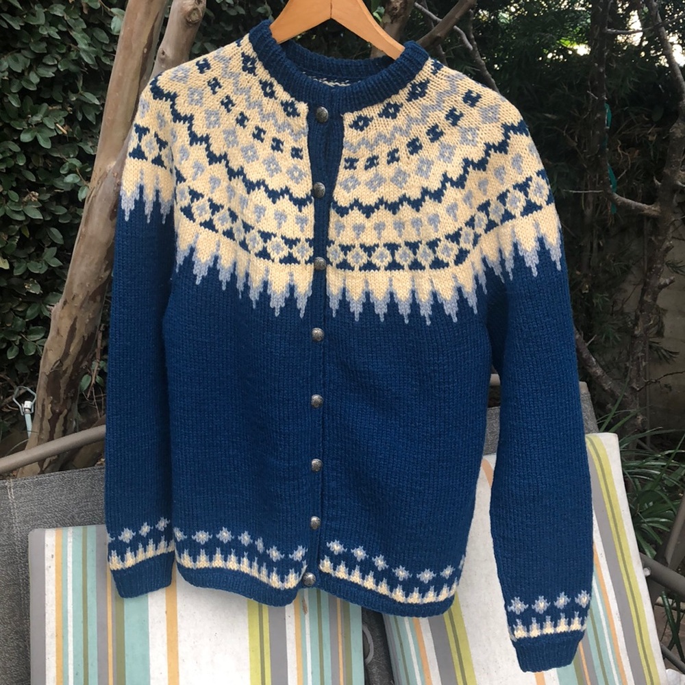 Hand Knitted Button Down Sweater - image 1